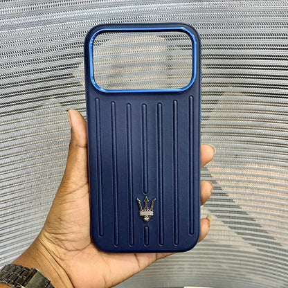 Premium Stripe Leather Logo iPhone 17 Series Case