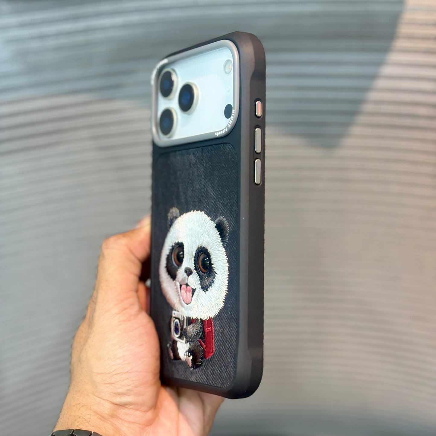 StitchPals Panda Embroidered iPhone 17 Pro Max Case