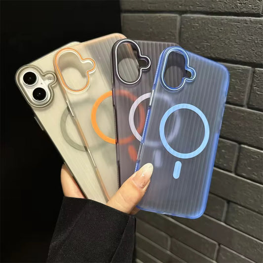 Slim Fit Hard MagSafe iPhone Case with Embossed Stripes