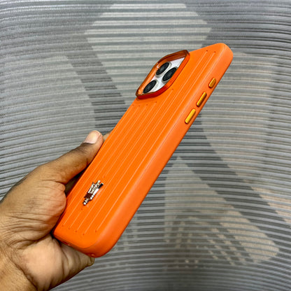 Premium Stripe Leather Logo iPhone 16 Series Case