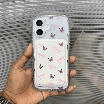 Bow Print MagSafe Wallet iPhone 16 Case