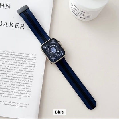 Striped Silicone Magnetic Apple Watch Strap