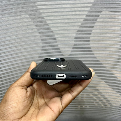 Premium Stripe Leather Logo iPhone 16 Series Case