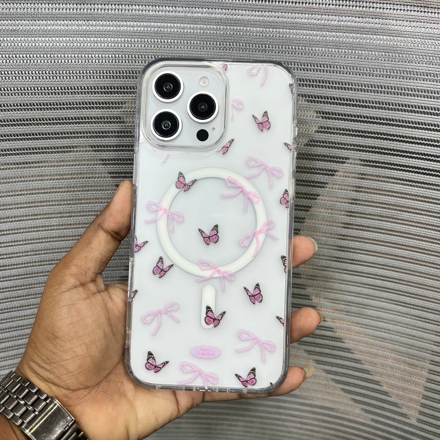 Bow Print MagSafe Wallet iPhone 16 Pro Case