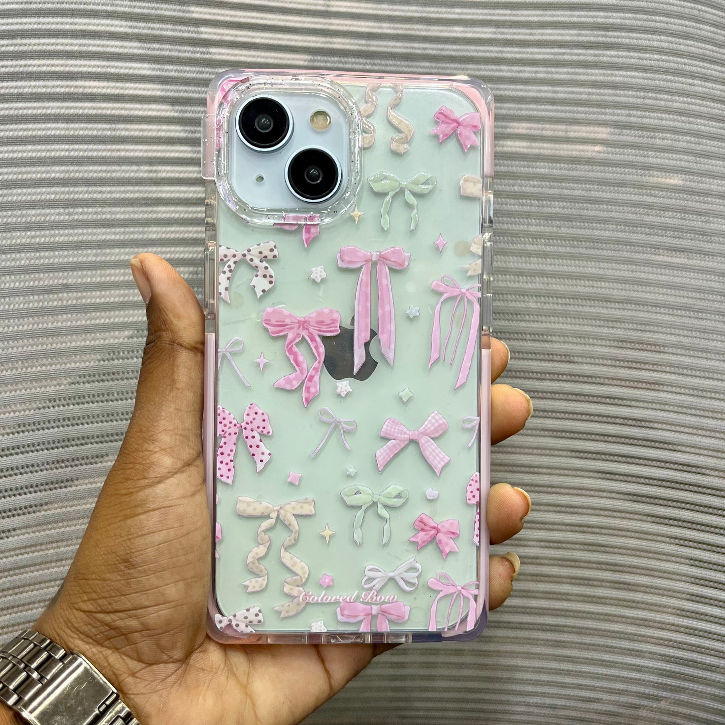 Glitter Bow Printed iPhone 15 Case
