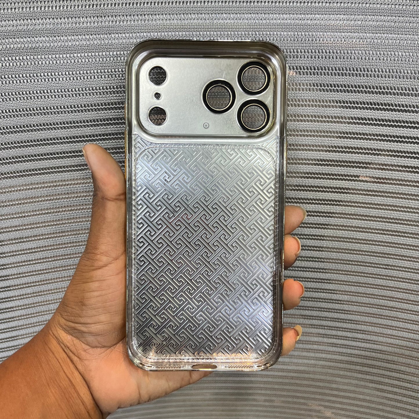 Premium Embossed Leather Logo iPhone 17 Pro Case