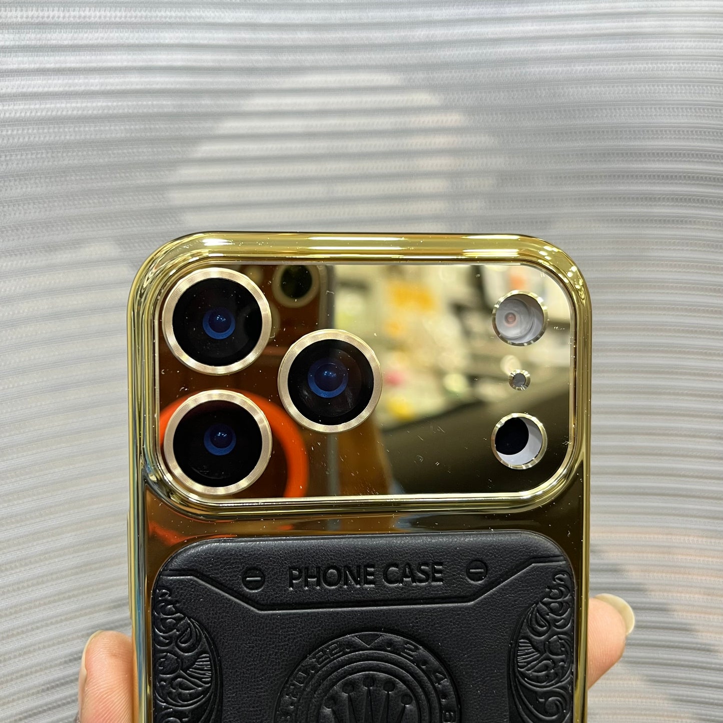 Premium Embossed Leather Logo iPhone 17 Pro Case