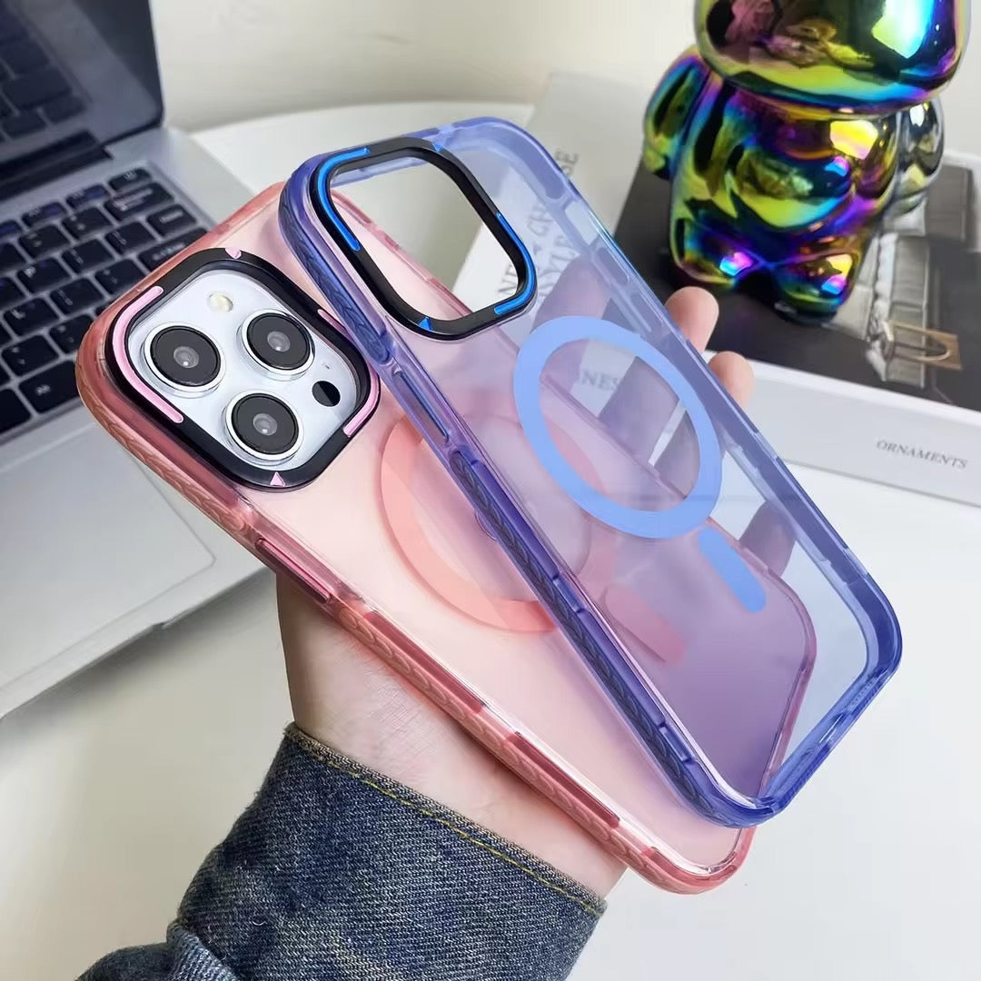Tinted Glossy Magsafe Color Border Hard Case for iPhone