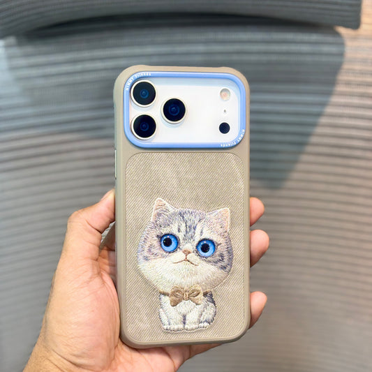 StitchPals Cat Embroidered iPhone 17 Pro Max Case