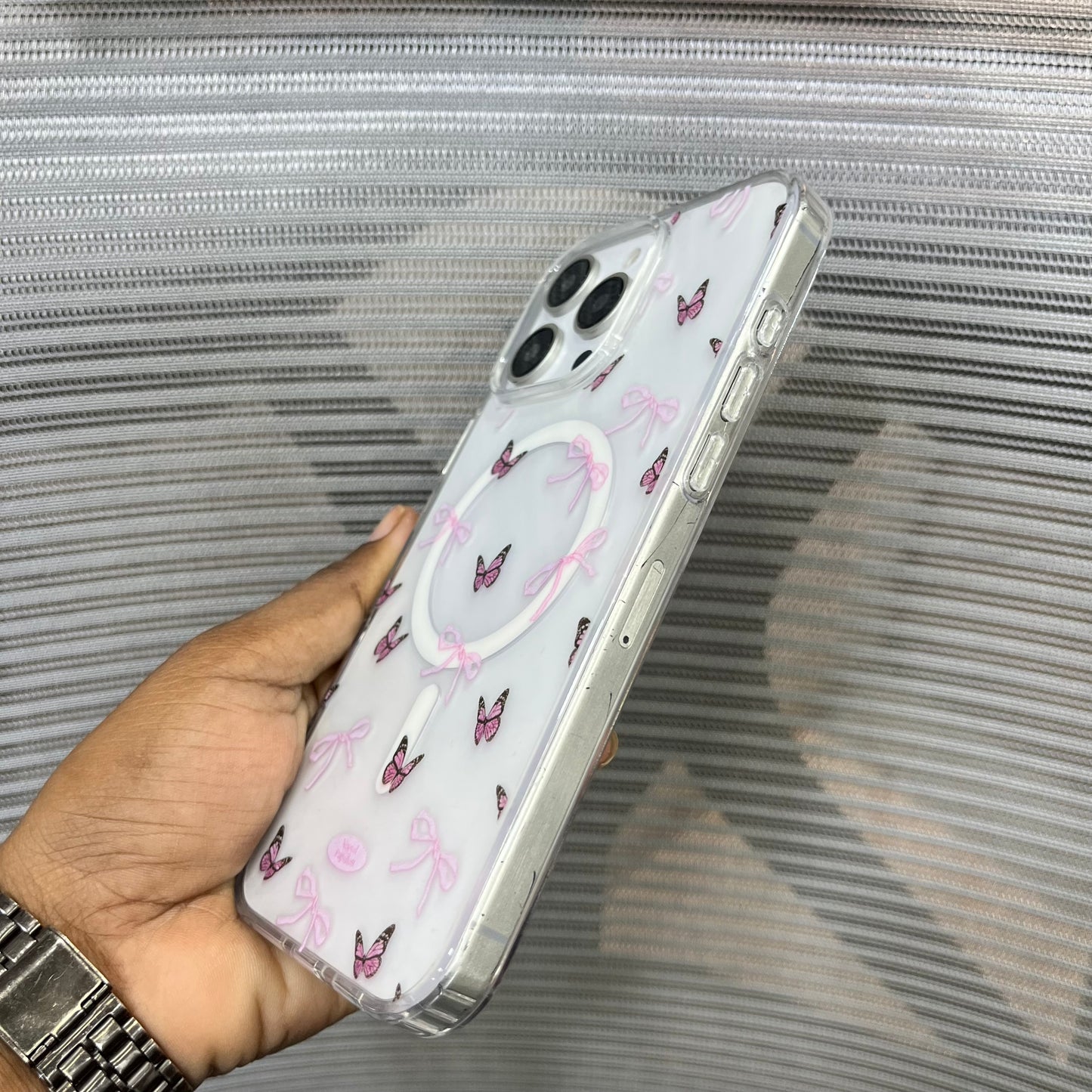 Bow Print MagSafe Wallet iPhone 16 Pro Case