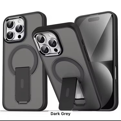 Protective Matte Tinted Magsafe Color Border Case with Stand for iPhone