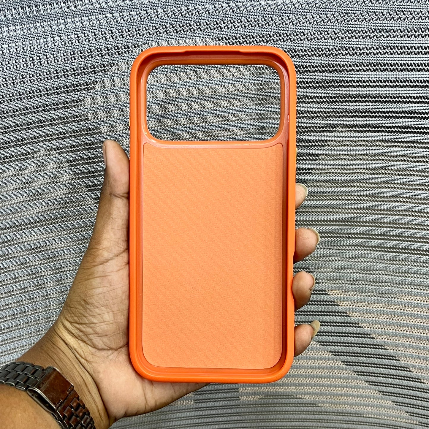 Premium Stripe Leather Logo iPhone 17 Series Case