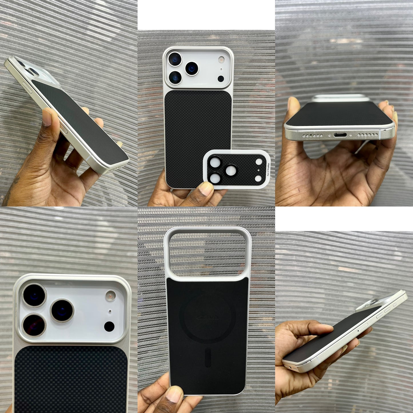 Premium Carbon Fiber Metal Plate iPhone 17 Pro Max Case