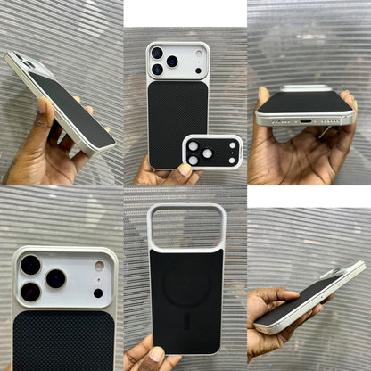 Premium Carbon Fiber Metal Plate iPhone 17 Pro Max Case