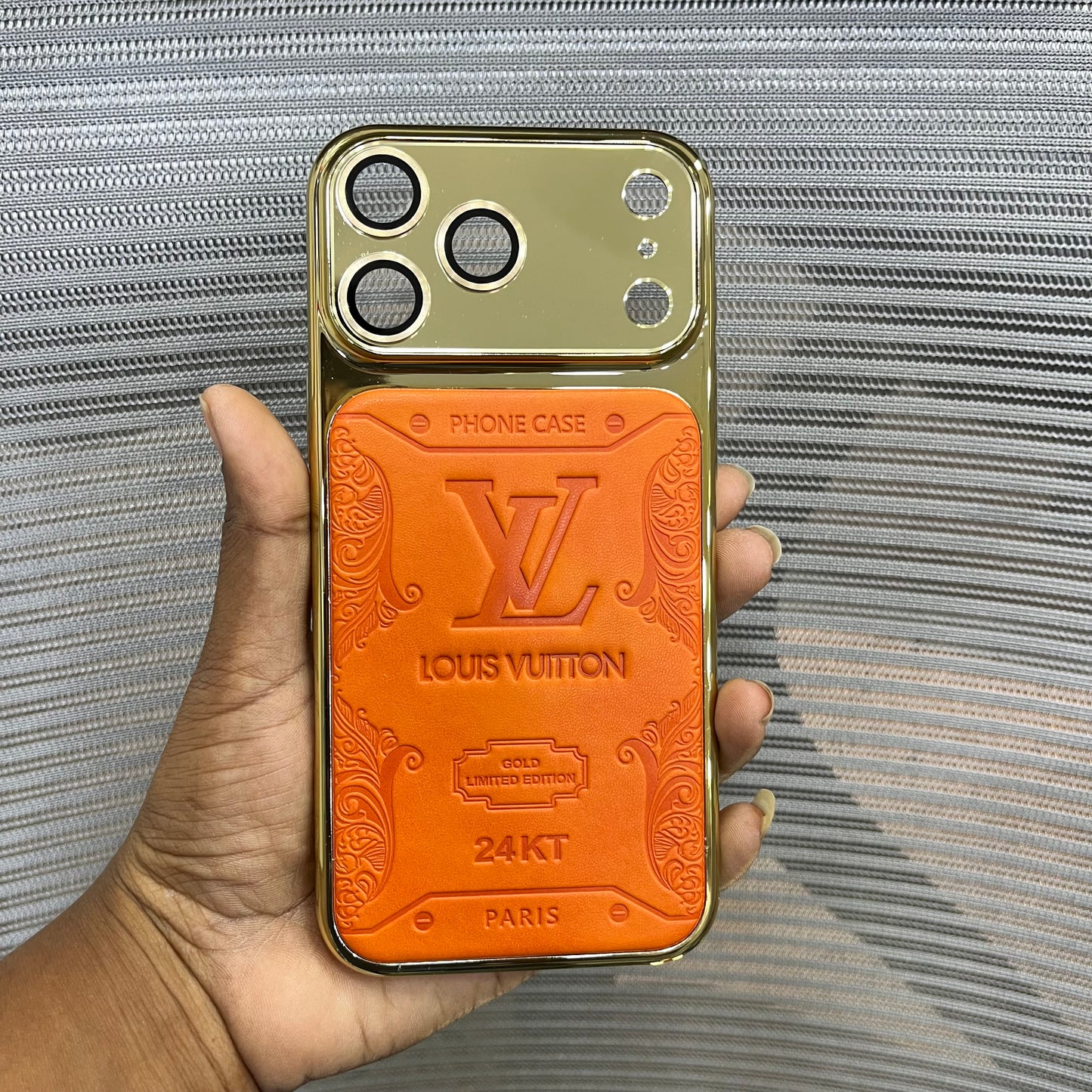 Premium Embossed Leather Logo iPhone 17 Pro Case
