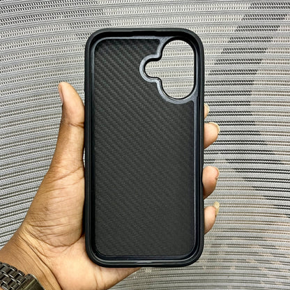 Premium Stripe Leather Logo iPhone 16 Case