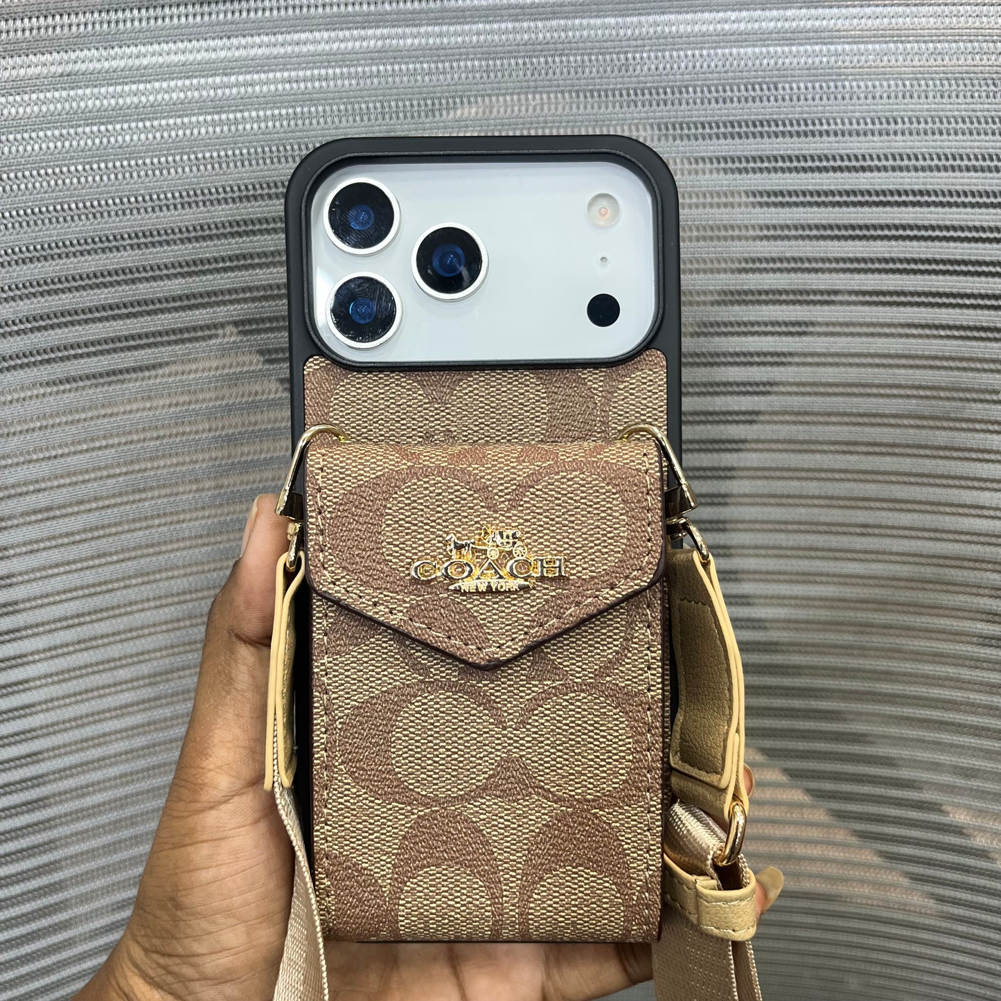 Premium Leather Logo Sling Wallet iPhone 17 Pro Case