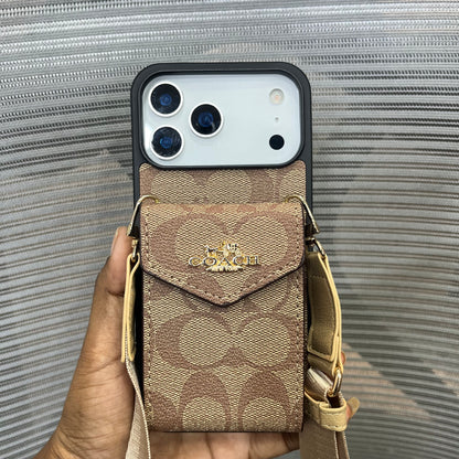 Premium Leather Logo Sling Wallet iPhone 17 Pro Case