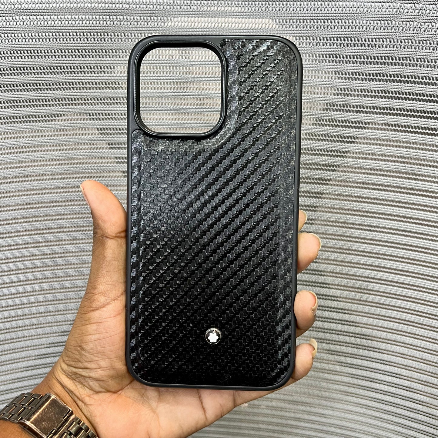 Premium Carbon Fiber Logo iPhone 15 Pro Max Case