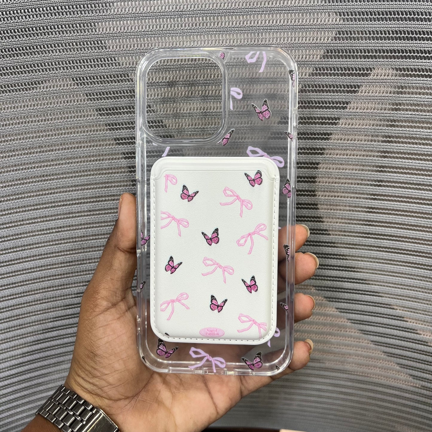 Bow Print MagSafe Wallet iPhone 16 Pro Case