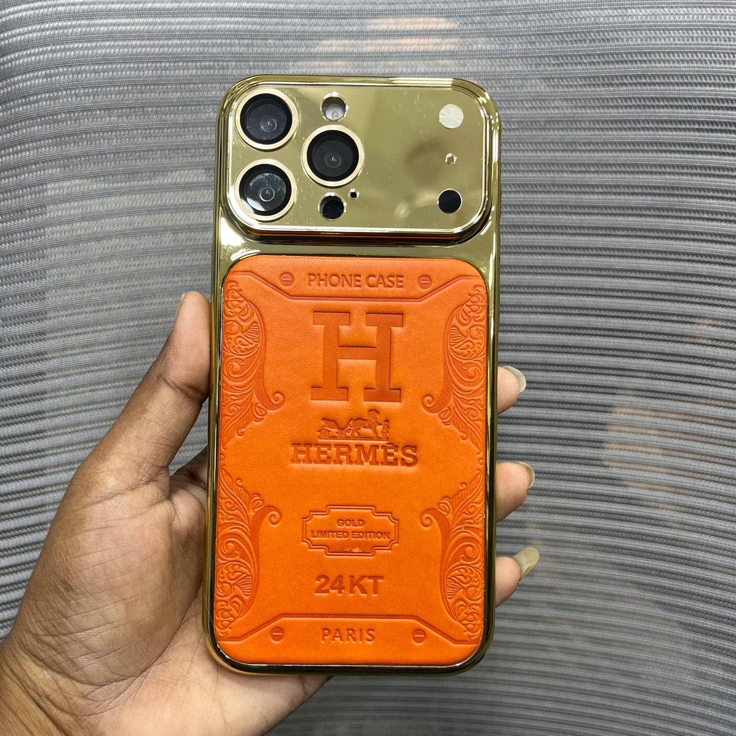 Premium Embossed Leather Logo iPhone 16 Pro Case
