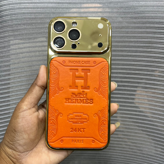 Premium Embossed Leather Logo iPhone 16 Pro Case