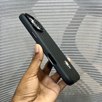 Premium Stripe Leather Logo iPhone 16 Series Case