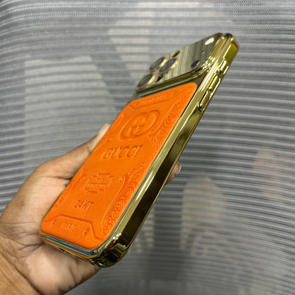 Premium Embossed Leather Logo iPhone 16 Pro Max Case
