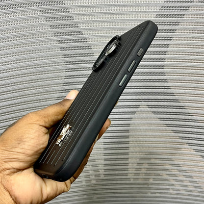 Premium Stripe Leather Logo iPhone 16 Case