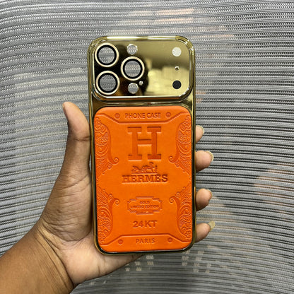 Premium Embossed Leather Logo iPhone 16 Pro Case