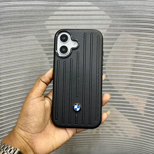 Stripe Leather Car Logo iPhone 17 Case