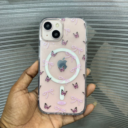 Bow Print MagSafe Wallet iPhone 15 Case