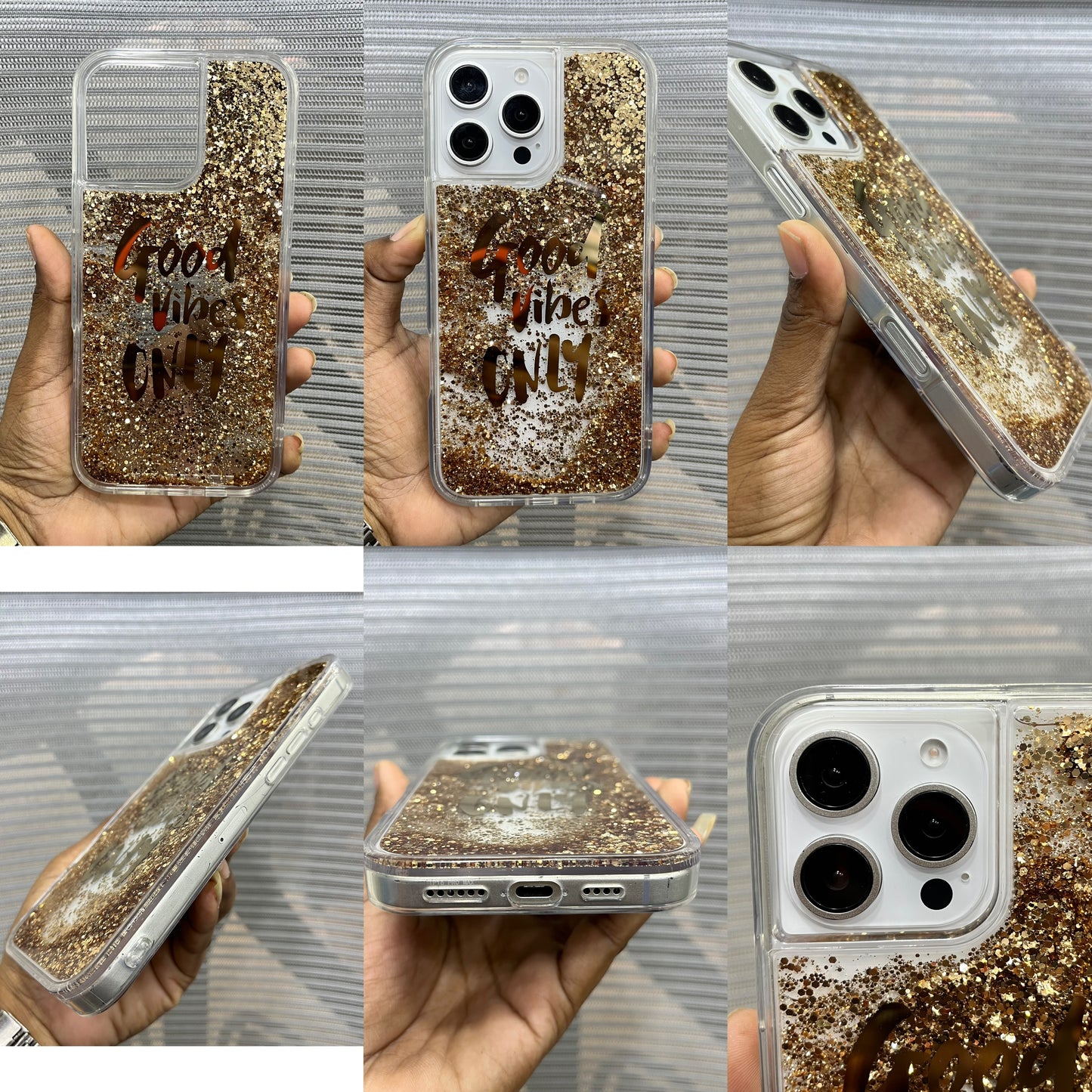 Good Vibes Only Liquid Glitter iPhone 16 Pro Max Case