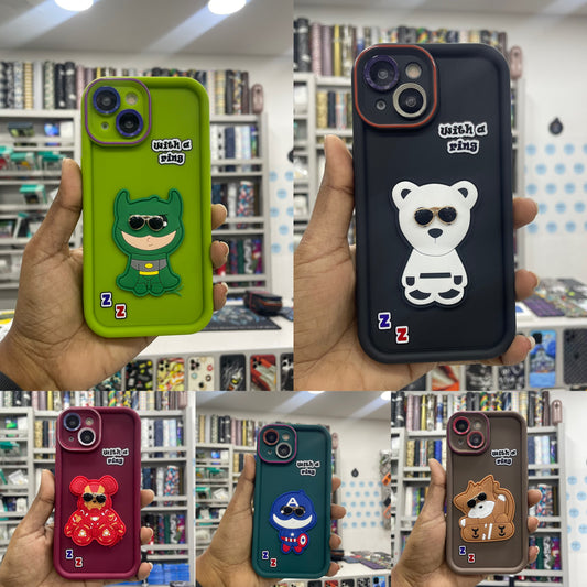 Cartoon Printed Fancy Case with Camera Protection for iPhone