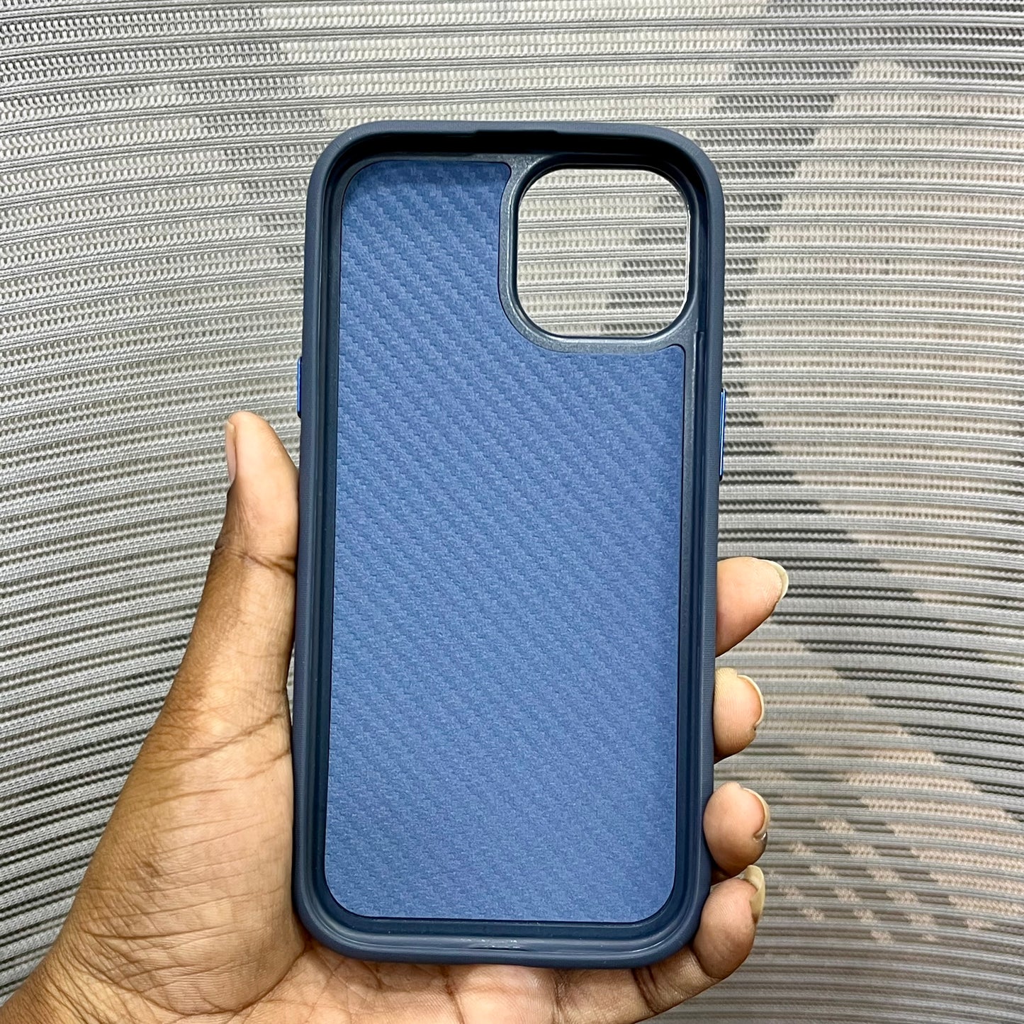 Premium Stripe Leather Logo iPhone 15 Series Case