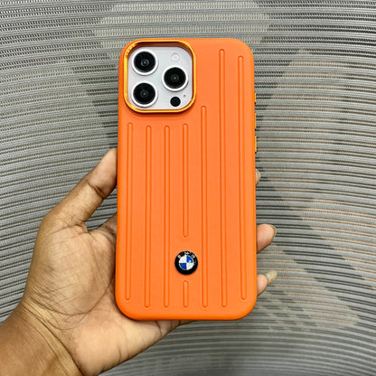 Stripe Leather Car Logo iPhone 16 Series Case