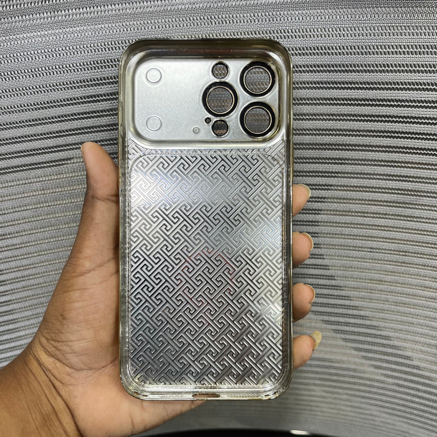 Premium Embossed Leather Logo iPhone 16 Pro Max Case