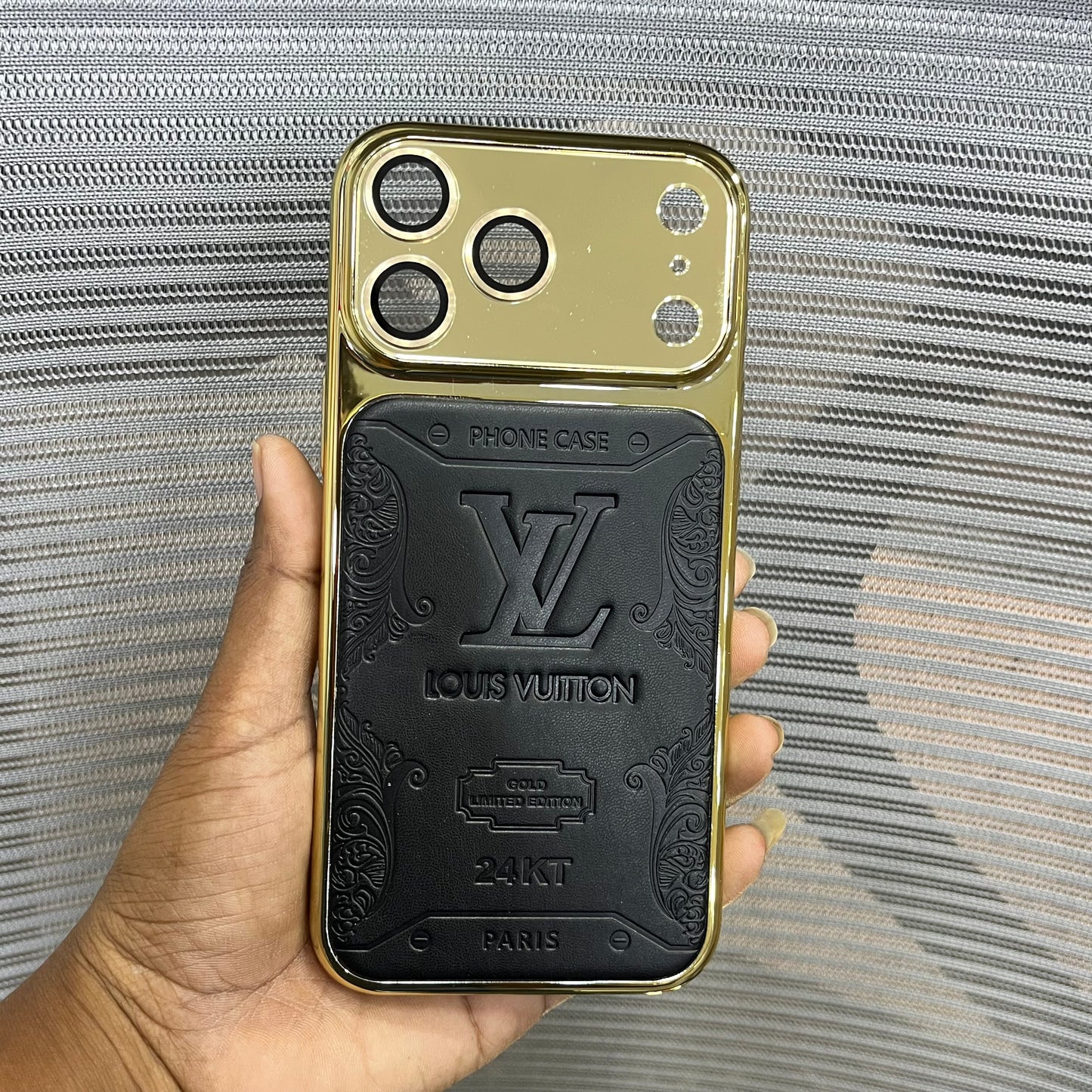 Premium Embossed Leather Logo iPhone 17 Pro Case