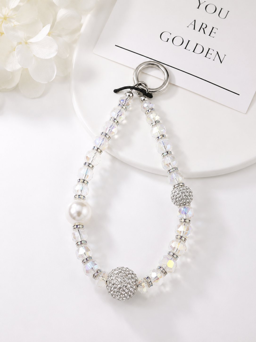 Diamond Pearl Phone Charm