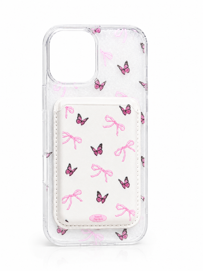 Bow Print MagSafe Wallet iPhone 15 Case