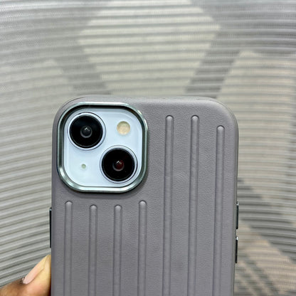 Premium Stripe Leather Logo iPhone 15 Series Case