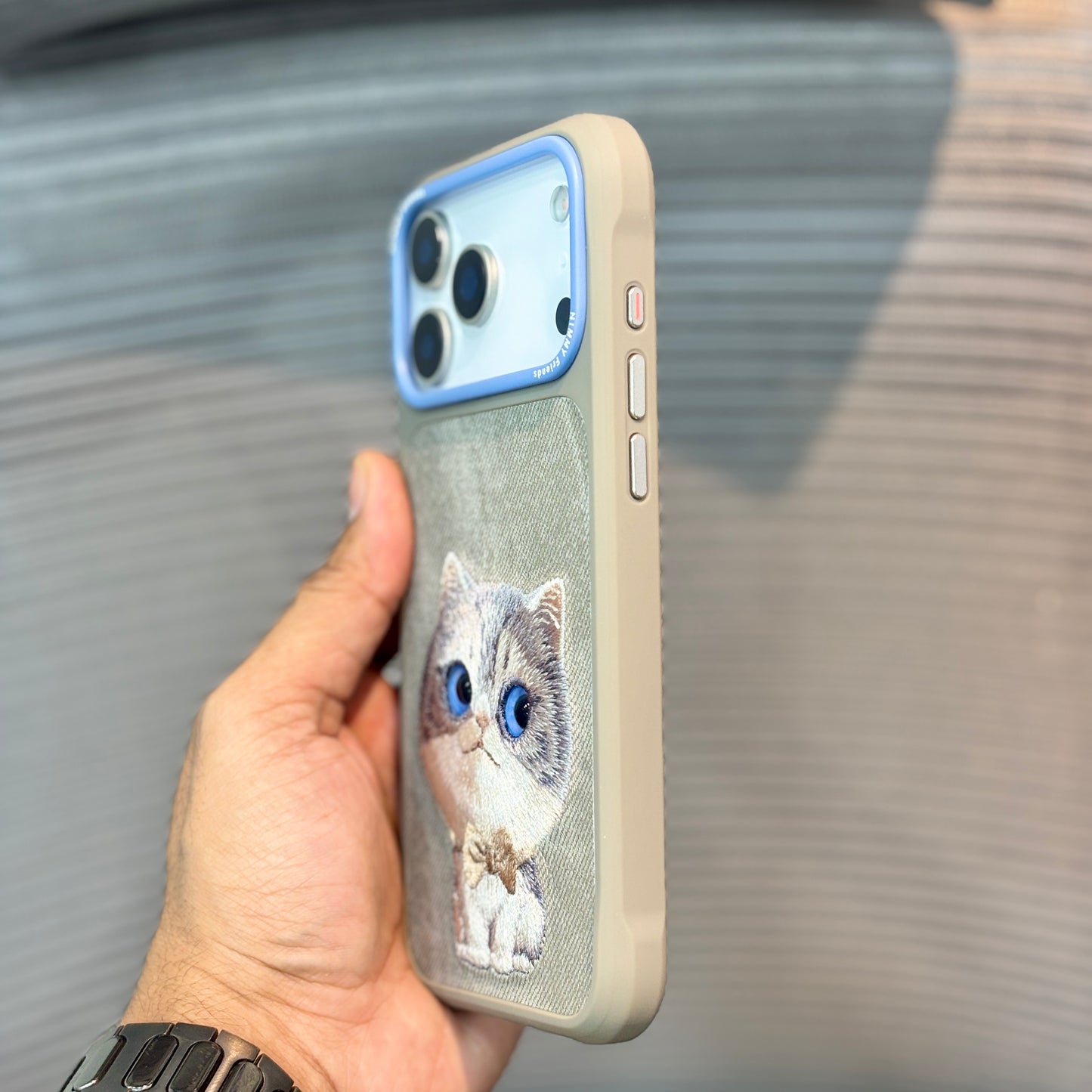 StitchPals Cat Embroidered iPhone 17 Pro Max Case