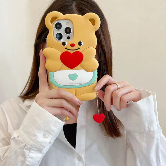 Fancy Soft Silicone Bear Case for iPhone 15 Series