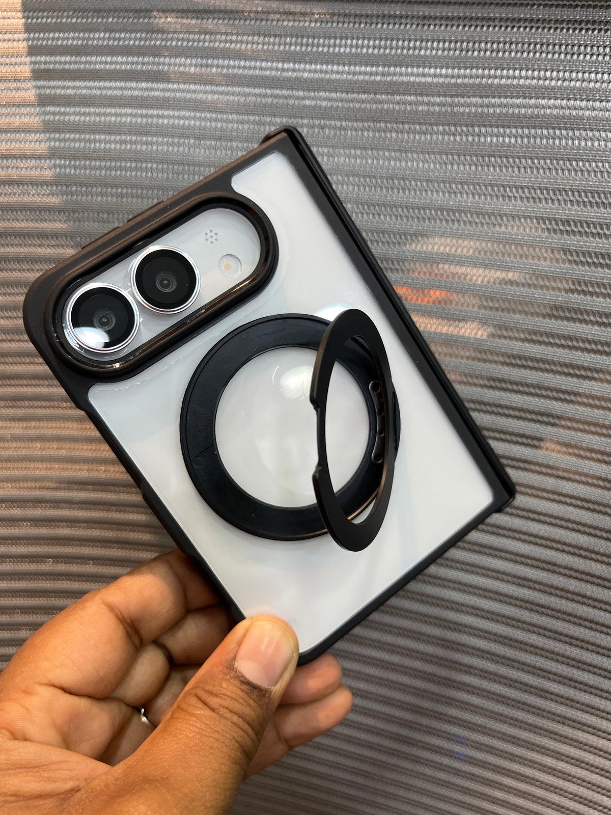 Transparent Side-Border MagSafe Stand Case for iPhone Duo