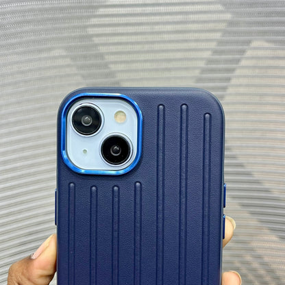 Premium Stripe Leather Logo iPhone 15 Series Case