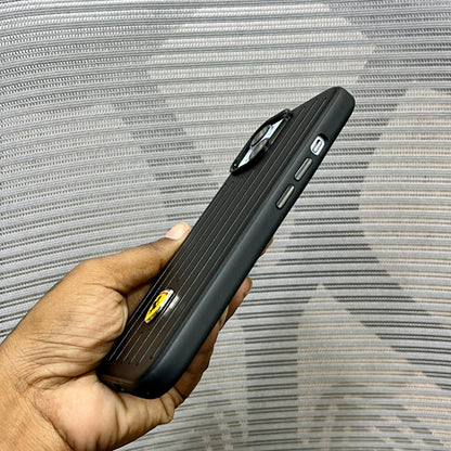 Premium Stripe Leather Logo iPhone 15 Series Case