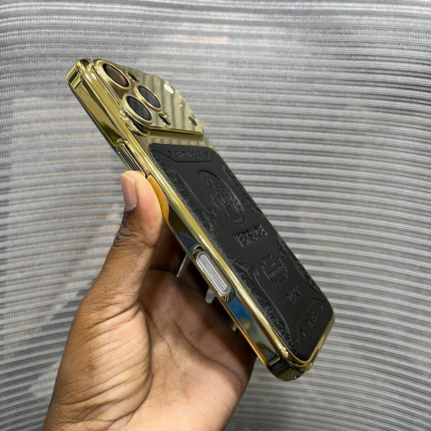 Premium Embossed Leather Logo iPhone 16 Pro Case