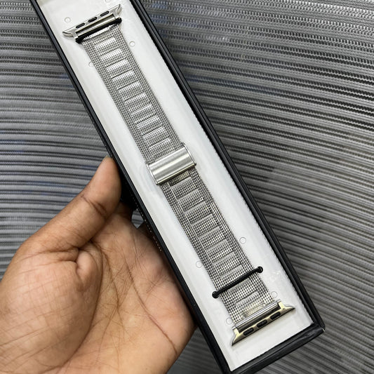 Silver Emboss Metal iWatch Strap