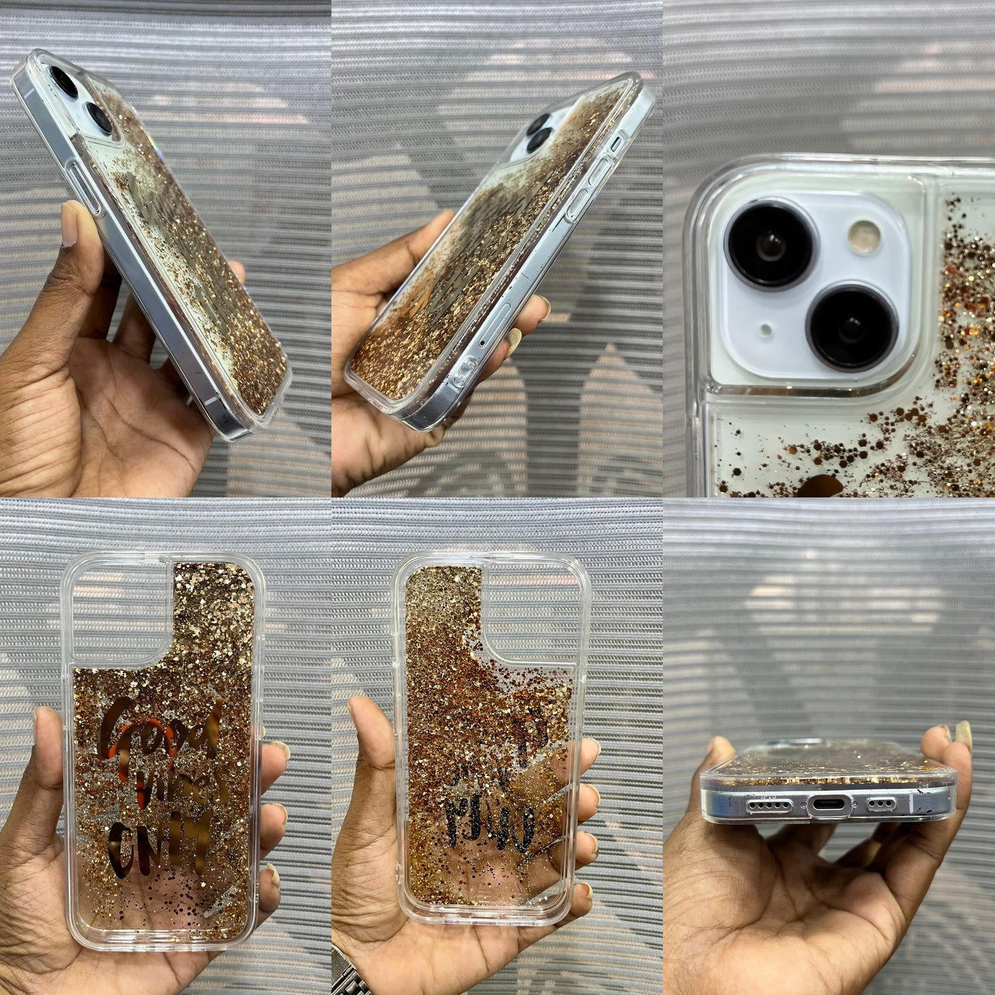 Good Vibes Only Liquid Glitter iPhone 15 Case