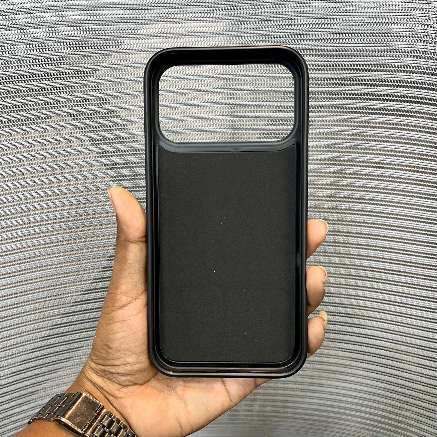 Embossed Leather Logo iPhone 17 Pro Max Case